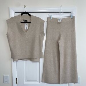 NWT Fab’rik “Isla” Sleeveless Sweater & Wide Leg Cropped Sweater Pants Set